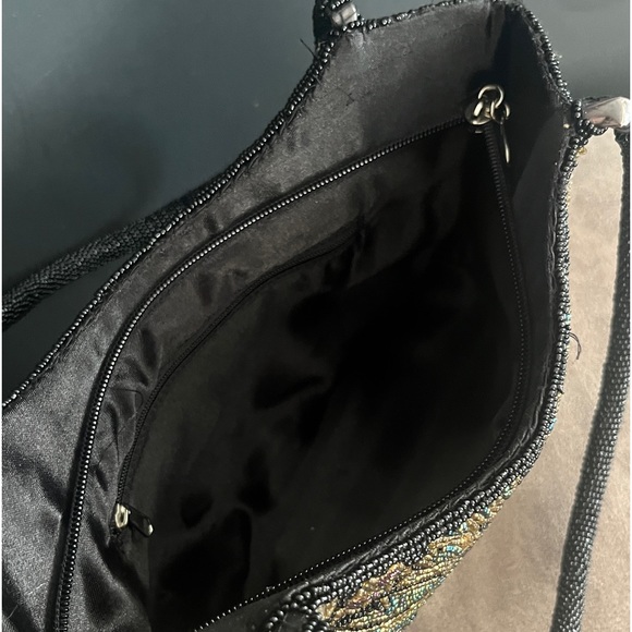 Intricate Beaded Purse. Small Handbag made of Satin and Acrylic Beads. - Picture 10 of 12